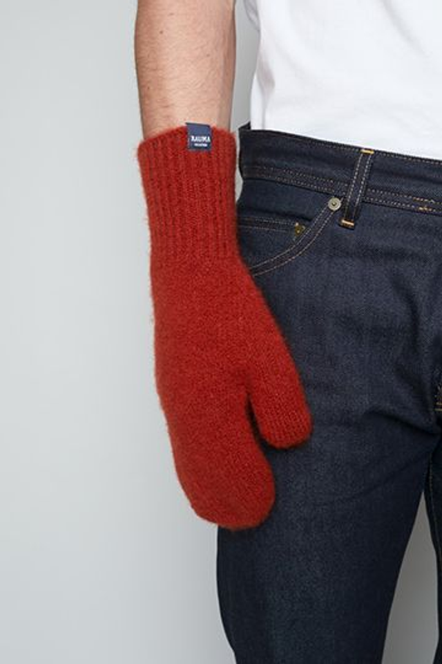 Wool Felt Mittens - Rust Red