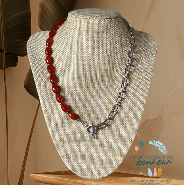 Collier en Cornaline & Hématite 