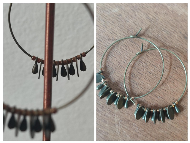 Créoles or &amp; bronze en acier inoxydable -sans nickel 