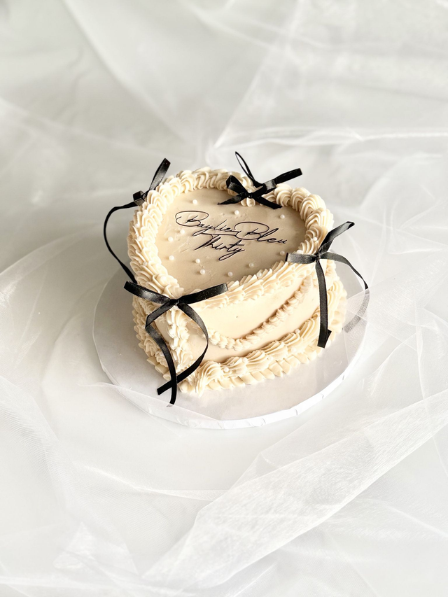 Cream Vintage Heart Birthday Cake