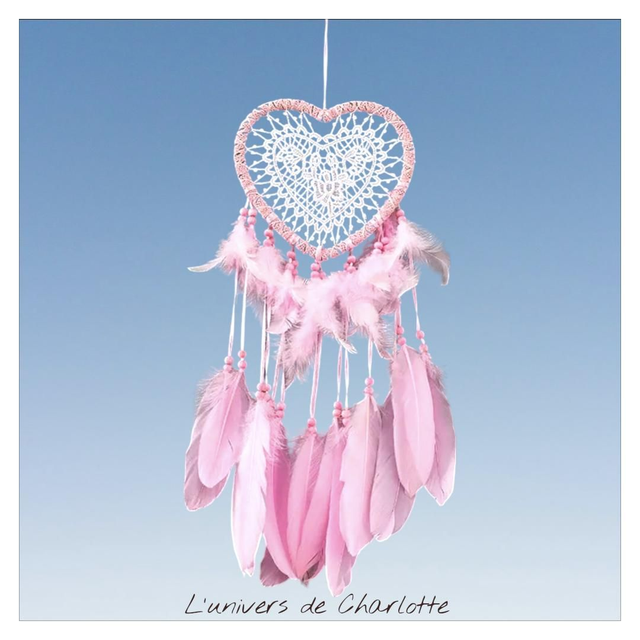 Attrape-rêve "Coeur rose bohème" AT-001