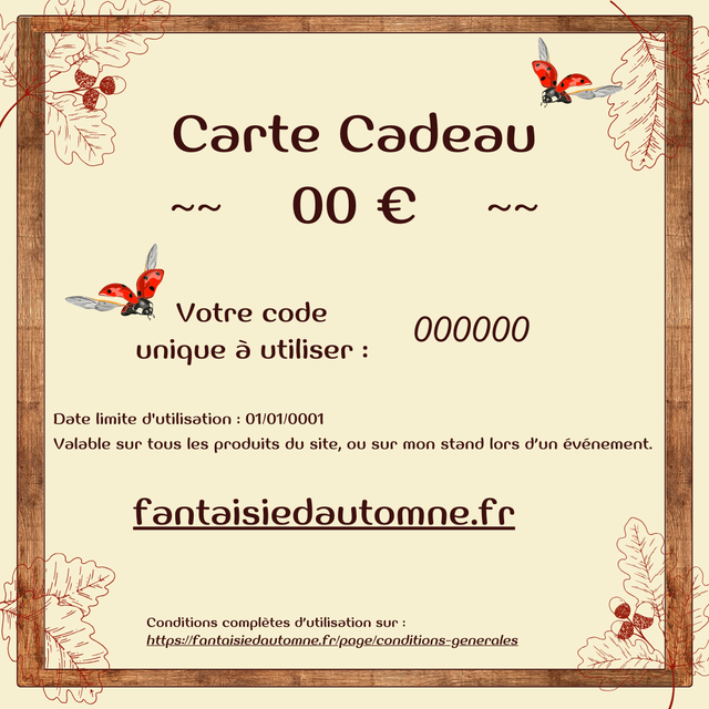 Carte cadeau numérique ~ montant au choix