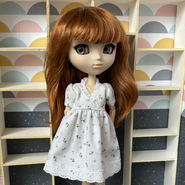 Wig perruque frange mi longue rousse 