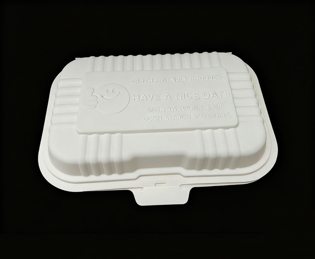 HP10 Clamshell Cornstarch Rectangular Box – Eco-Friendly &amp; Heavy Duty