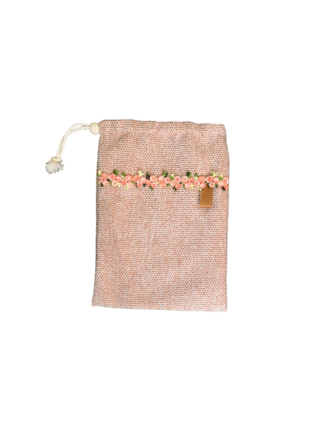 Pochette/ Protège carnet Fleuri ROSE