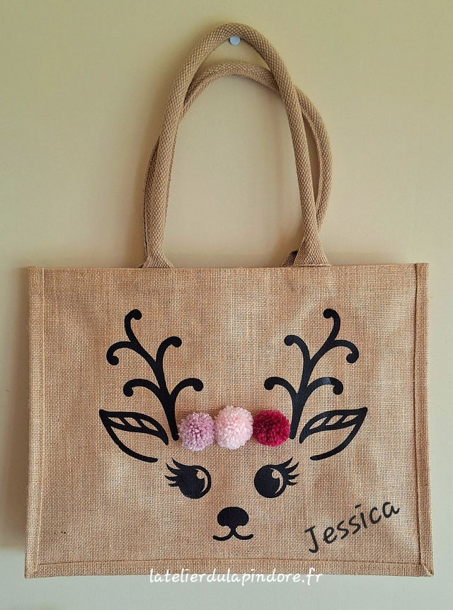 Sac en jute Renne personnalisable