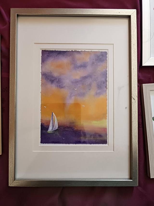 Tableau Aquarelle énergétique cadre A4  taille 17/12 cm