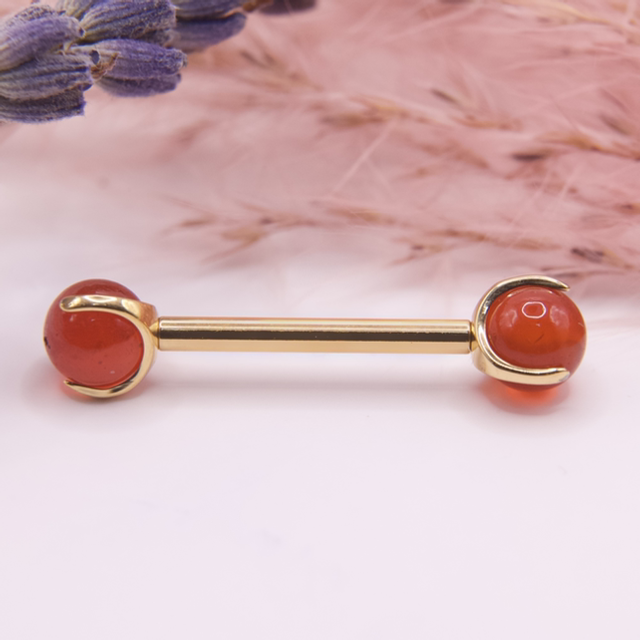 Barbell Pierres Naturelles Red Agathe 