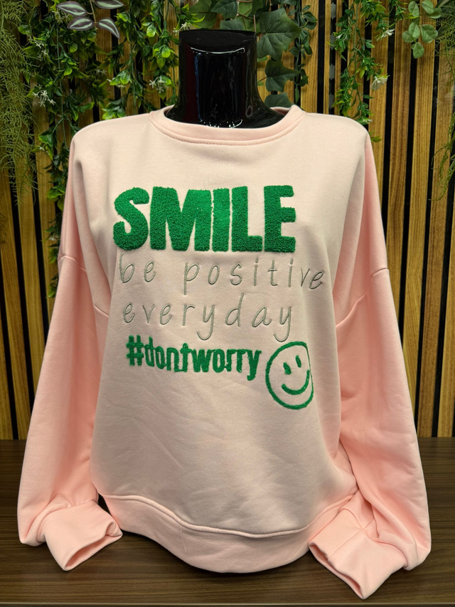 Sweater SMILE - Licht roze