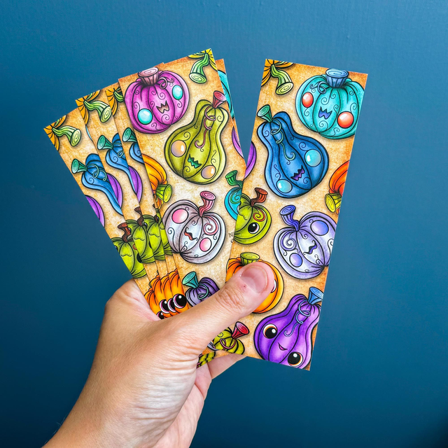 MARQUE-PAGE Citrouilles / plastifié brillant recto verso différent