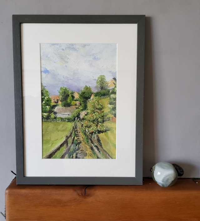 The Cleveland way entering Osmotherley, original framed oil painting. 