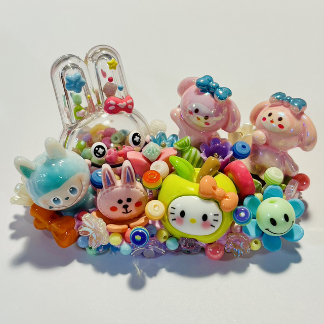 Colourful Kawaii style ornament with shaker bunny!