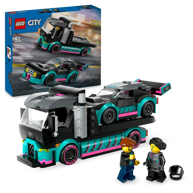 City Autotransporter mit Rennwagen 60406