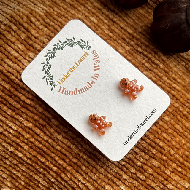 Gingerbread Studs - White Buttons