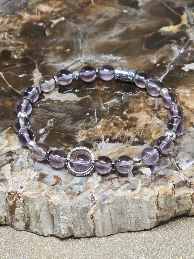 Bracelet Améthyste claire AAA 0,6 cm 