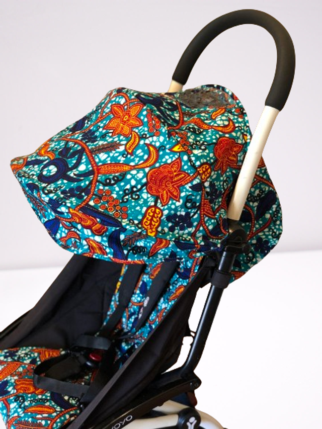 Habillage de poussette yoyo upcyclé - Jardin d&#039;été Bleu