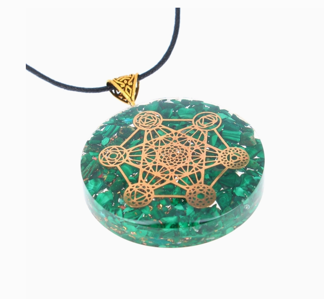 Orgonite en pendentif " Métatron " Malachite