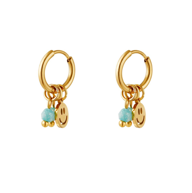 Oorbellen smiley kraaltjes blauw