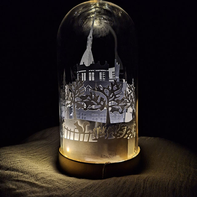 Campana di vetro "Torino e toret" con lucine Led