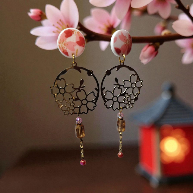 Boucles d'oreilles pendantes japonaises
