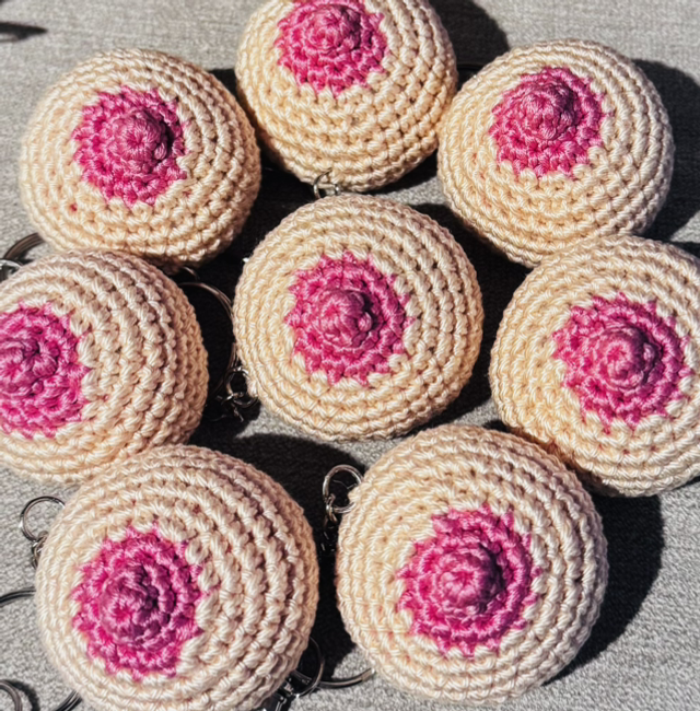 Crochet Boobie keyring