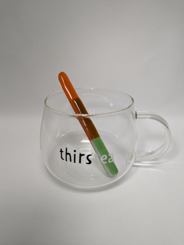 Touillette en verre orange et vert