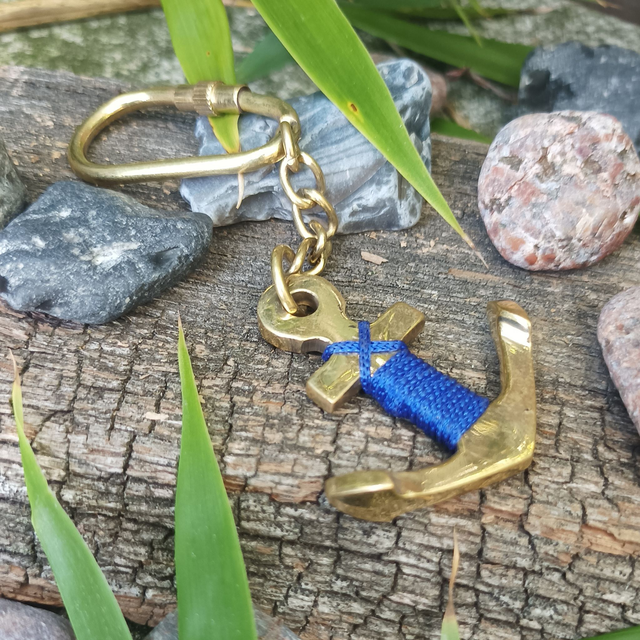 Schlüsselanhänger: Anker (mit blauem Tau)