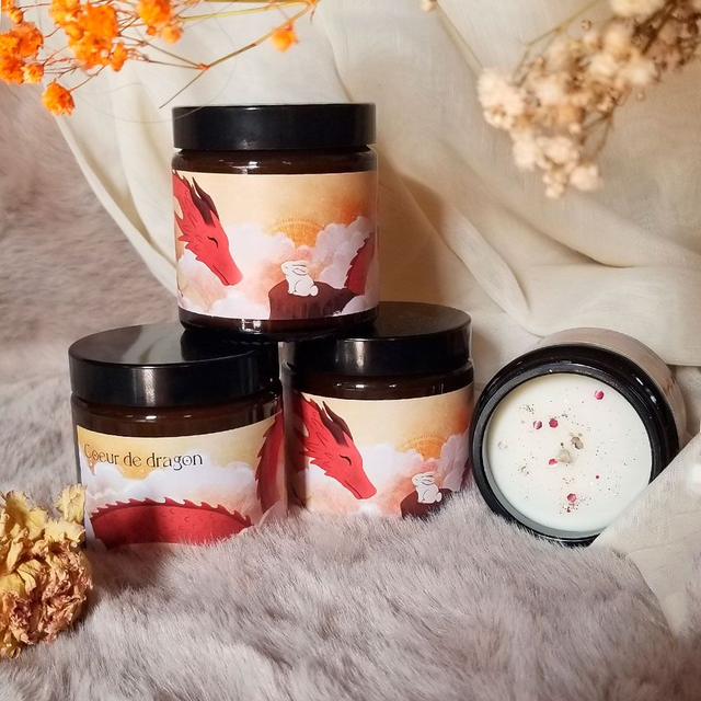 Bougie "Coeur de Dragon" 90gr