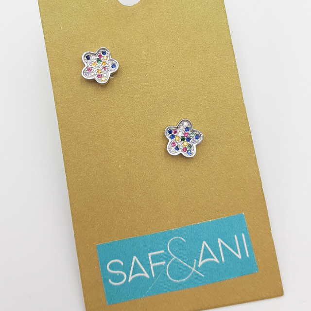 Coloured CZ Flower Earrings