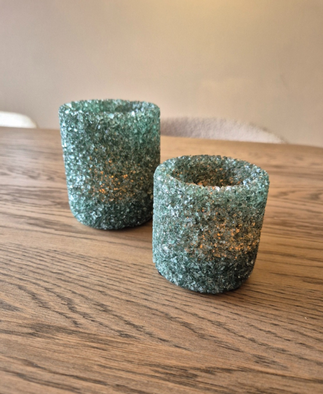 Waxinelichthouder groen/blauw S