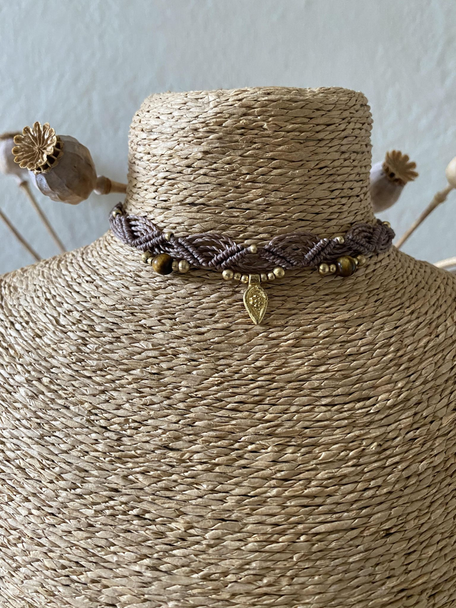 Collier choker MYLA - OEIL DE TIGRE - Charm indien