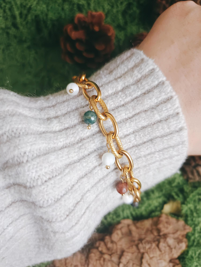 BRACELET - TALISMAN NACRÉ (agate indienne et nacre)