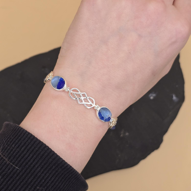 925 Celtic Scottish Seaglass Bracelet Sterling Silver