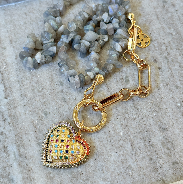 STELLA Labradorit mit Multicolour“Big Heart”