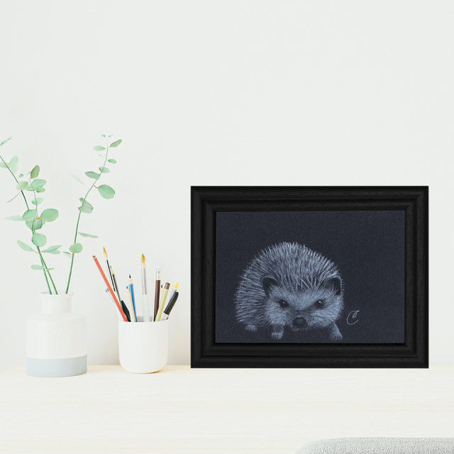 🦔 Aquarelle "Nérisson" – Œuvre Originale et Encadrée