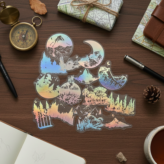 Stickers holographiques nature - Lot de 15