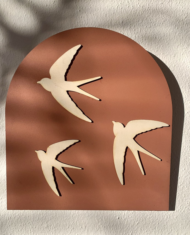Décoration murale personnalisée Hirondelles/ terracotta