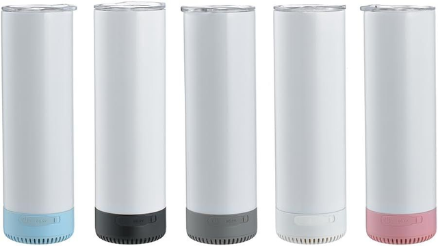 20 oz Buletooth Sublimation Printed Speaker Tumbler Straight Skinny Double Wall With Lid