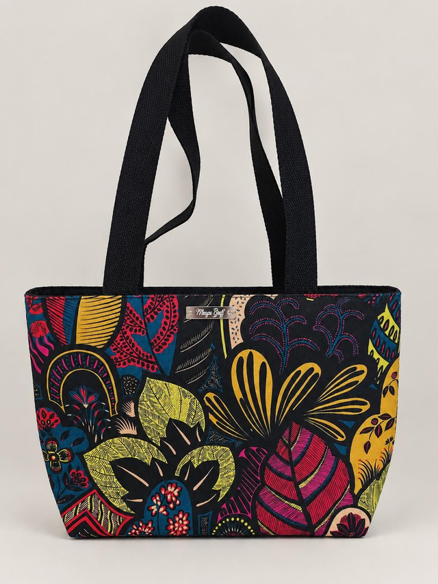 Sac cabas noir en tissu français fait main