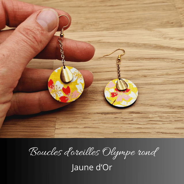Boucles d'oreilles Olympe rond - Jaune d'or