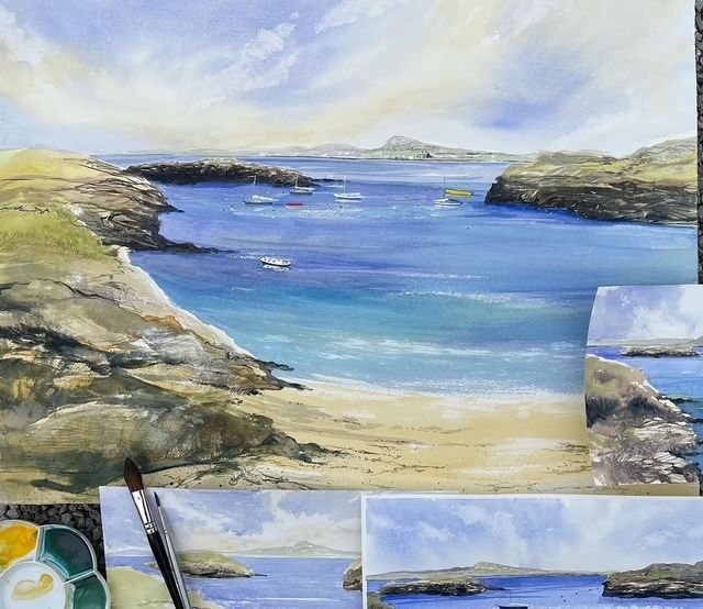 Sparkling seascape May 9th 2026 watercolour workshop at Clonterbrook studio