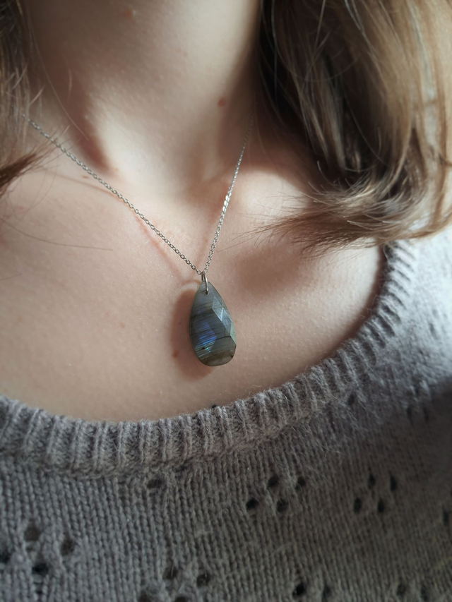 Collier Aurore argenté - Labradorite