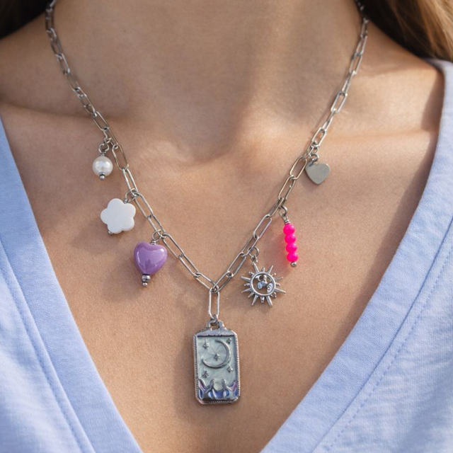 Ketting maan hanger zilver