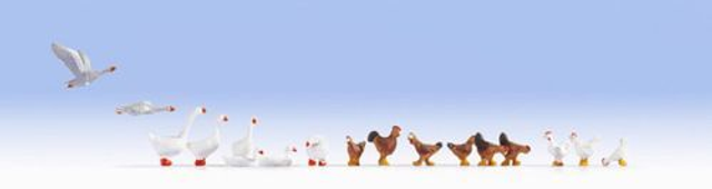 Chickens (9) and Geese (8) Figure Set