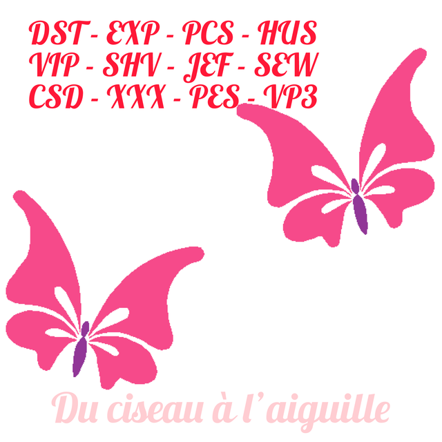 fichier broderie double papillons - Cadre 10x10 / 12 Formats