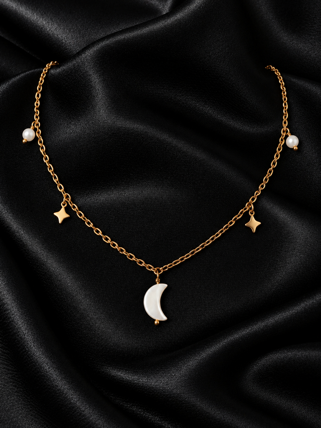 Collier Lune Étoilée Doré