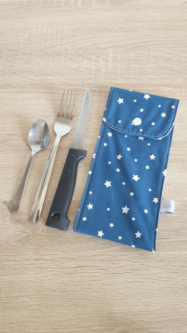 Etui à couverts ou brosse à dents imperméable étoiles marine