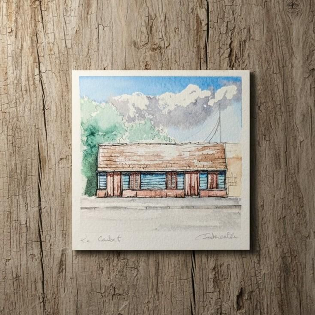 Encre et aquarelle mini - case créole #6 - Le Carbet - Martinique 