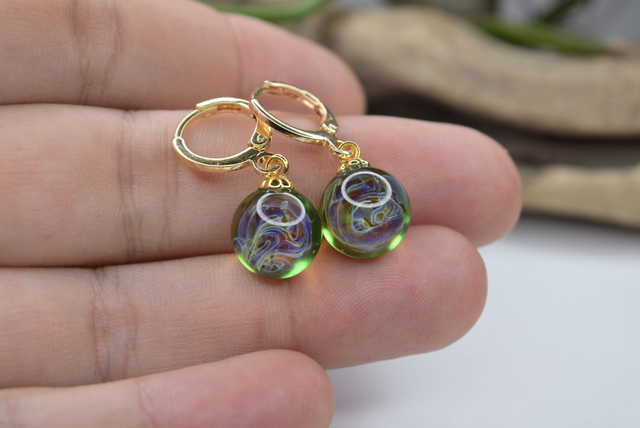 CRÉOLES NÉBULEUSE VERT MONTURE OR