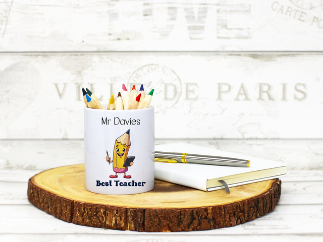 Personalised Pencil design teacher pencil pot